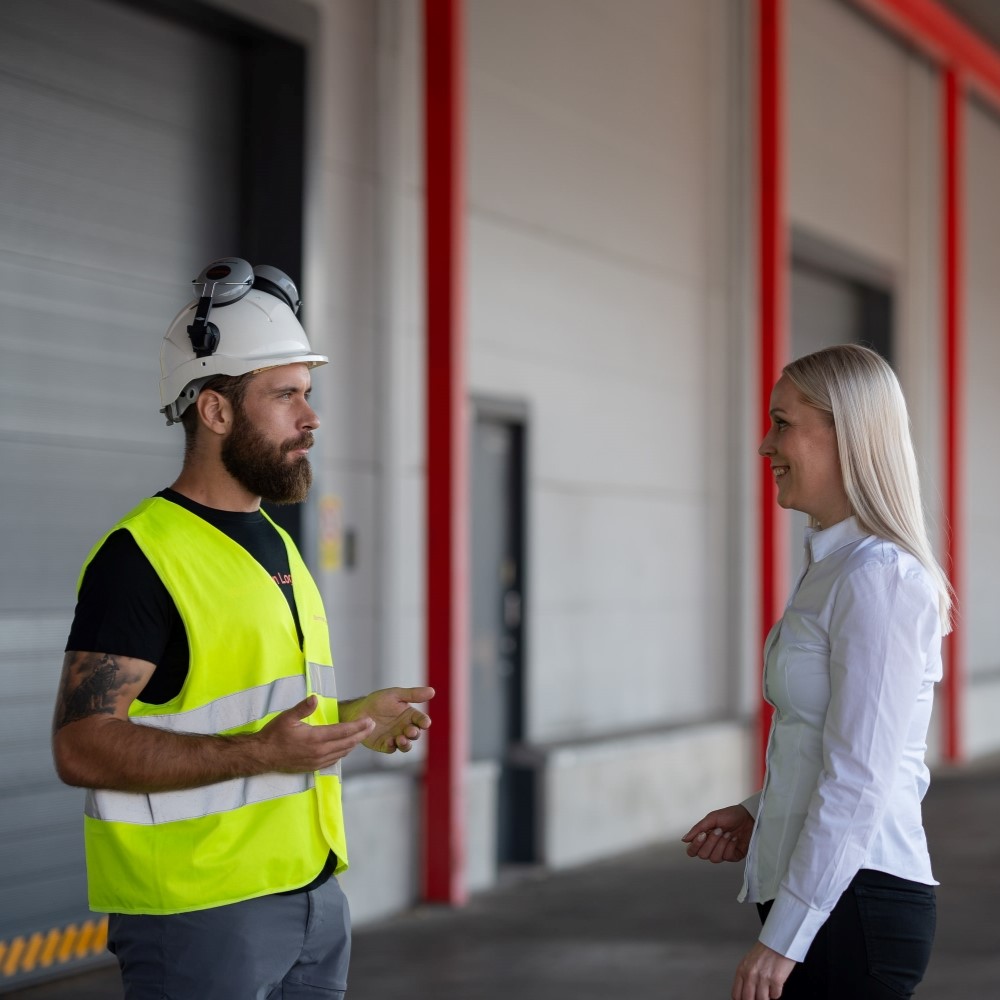 Two people talking to each other